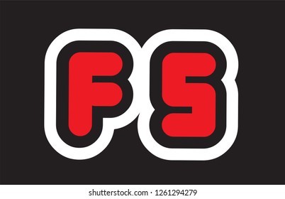 alphabet letter fs f s logo combination design with black white red colors suitable for a company or business