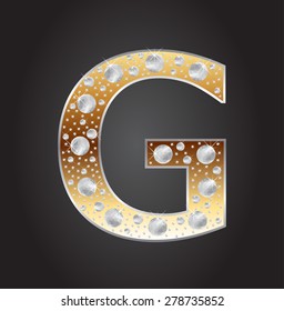Alphabet letter G with diamonds.Abstract logo G.Vector illustration.