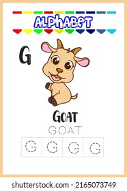 alphabet letter g is goat page. cute goat