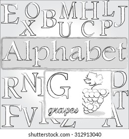 Alphabet letter G . Grapes .