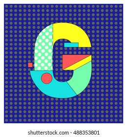 Alphabet letter G logo. Abstract Memphis style Colorful logotype vector design template.