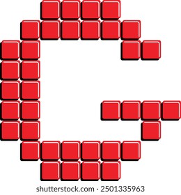 Alphabet Letter G, Uppercase G, 8 bit Pixel Style, Retro Old Game Font, Vintage Typography