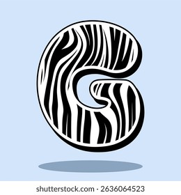 Letra alfabética G com padrão zebra