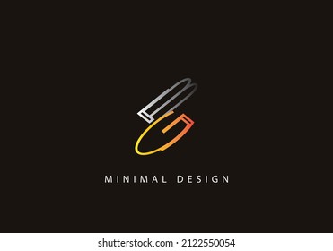 Alphabet letter GB logo design line art