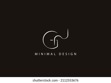 Alphabet letter GN logo design line art