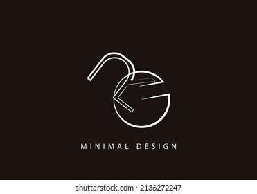 Alphabet letter GR logo design line art