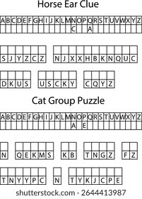 Alphabet Letter Grid Puzzle Horse Ear Cat Group Word Game letters