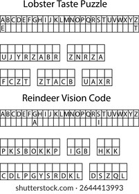 Letra alfabética Grade Puzzle Lagosta Sabor Rena Visão Código letras jogo