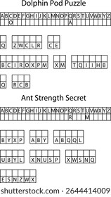 Alphabet Letter Grid Puzzle Two Sections Dolphin Ant Themes letters game