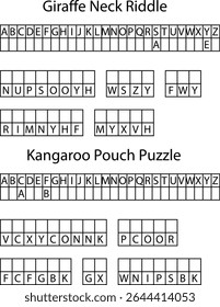 Alphabet Letter Grid Puzzles Giraffe Neck Kangaroo Pouch Word Games letters