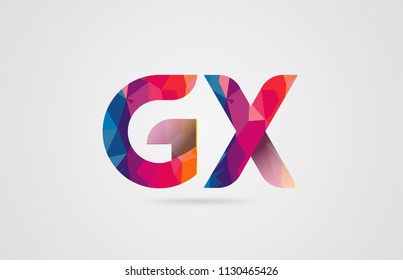 alphabet letter gx g x logo combination design with rainbow colors suitable for a company or business