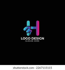 Alphabet Letter H with abstract shape logo design
