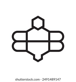 alphabet letter h b hexagon shape honey bee logo outline stroke vector eps