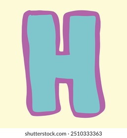 Letra alfabética H Estilo de desenho animado