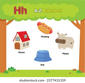Alphabet Letter H education vocabulary illustration vector