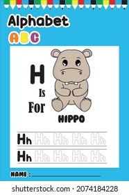 alphabet letter h with hippo