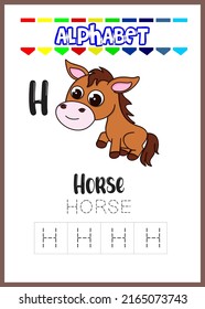 la letra del alfabeto h es el caballo. mona