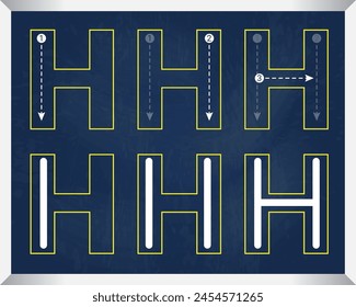 Alphabet Letter H: How to Write Alphabet Letters for Children, Teaching Writing ABC for Preschool