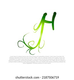 Alphabet letter H logo concept like eco tree branches. Green letter logo. Vector friendly concept. 