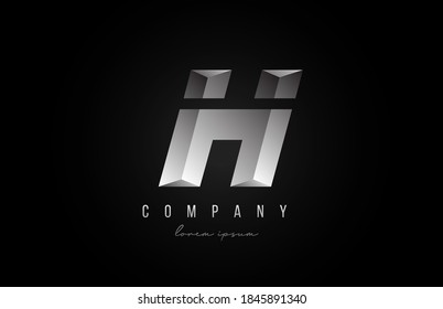 alphabet letter H logo icon in in grey silver color. Creative design for company and business with 3d styling