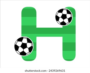 Alphabet Letter H with Soccer Ball Illustration