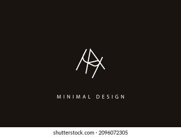 Alphabet letter HA logo design art line