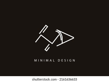 Alphabet letter HA logo design line art