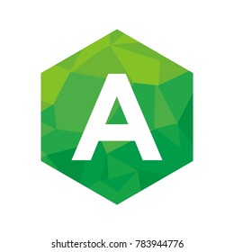 A Alphabet letter with hexagon origami green unique logo eps 10 eps 8