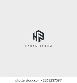 Alphabet letter HF FH logo minimal monogram icon design vector template.