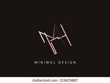 Alphabet Brief HM Logo Design Line Art