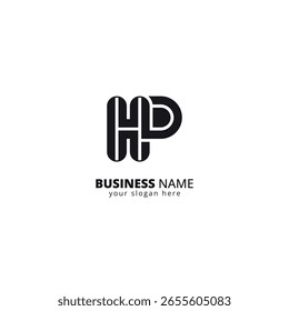 Letra del alfabeto HP PH Logo, diseño de monograma en negrita.