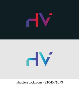 Alphabet letter HV logo design, colorful vibrant gradient color trendy logos