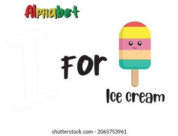 alphabet letter I for ice cream. sweet ice cream