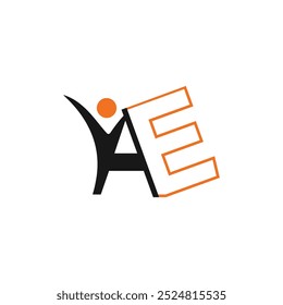 Letra alfabética ícone logotipo AE