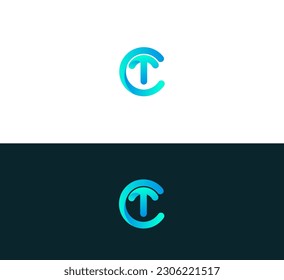 Alphabet letter icon logo CT or TC