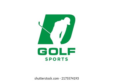 Icono de letra alfabeta logotipo D para el diseño del logotipo de Golf plantilla vectorial, etiqueta vectorial del golf, logotipo del campeonato de golf, ilustración, icono creativo, diseño