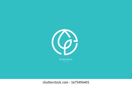 alphabet letter icon logo E with a leaf