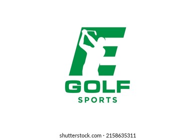 Alphabet letter icon logo E for Golf logo design vector template, Vector label of golf, Logo of golf championship, illustration, Creative icon, design