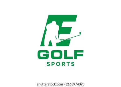 Alphabet letter icon logo E for Golf logo design vector template, Vector label of golf, Logo of golf championship, illustration, Creative icon, design