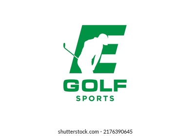 Alphabet letter icon logo E for Golf logo design vector template, Vector label of golf, Logo of golf championship, illustration, Creative icon, design