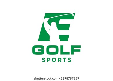 Alphabet letter icon logo E for Golf logo design vector template, Vector label of golf, Logo of golf championship, illustration, Creative icon, design