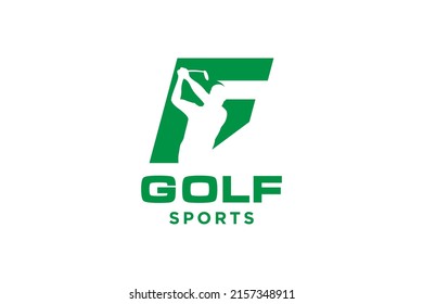 Alphabet letter icon logo F for Golf logo design vector template, Vector label of golf, Logo of golf championship, illustration, Creative icon, design