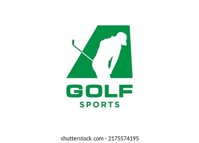 Alphabet letter icon logo A for Golf logo design vector template, Vector label of golf, Logo of golf championship, illustration, Creative icon, design