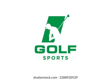 Icono de letra alfabeta Ilustración para el diseño del logotipo de Golf, etiqueta vectorial del golf, Logotipo del campeonato de golf, ilustración, icono creativo, diseño