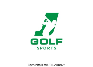 Alphabet letter icon logo J for Golf logo design vector template, Vector label of golf, Logo of golf championship, illustration, Creative icon, design