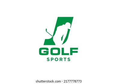 Alphabet letter icon logo J for Golf logo design vector template, Vector label of golf, Logo of golf championship, illustration, Creative icon, design