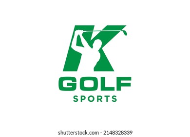 Alphabet letter icon logo K for Golf logo design vector template, Vector label of golf, Logo of golf championship, illustration, Creative icon, design