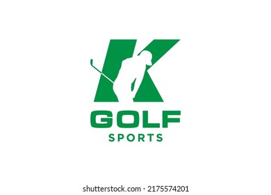 Alphabet letter icon logo K for Golf logo design vector template, Vector label of golf, Logo of golf championship, illustration, Creative icon, design