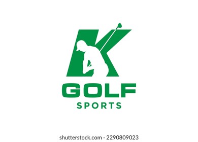 Alphabet letter icon logo K for Golf logo design vector template, Vector label of golf, Logo of golf championship, illustration, Creative icon, design