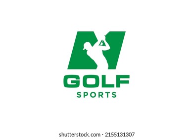 Alphabet letter icon logo M for Golf logo design vector template, Vector label of golf, Logo of golf championship, illustration, Creative icon, design
